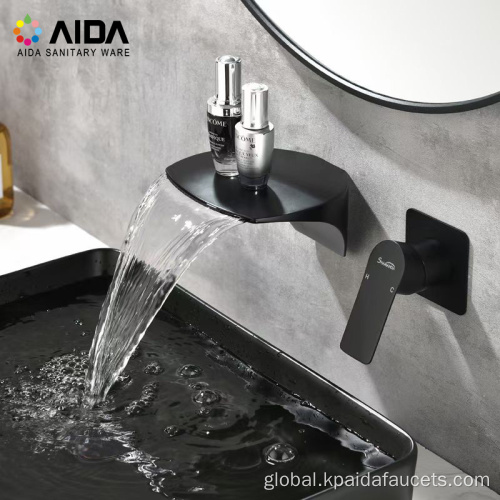  Brass Chrome Matte Black hidden in Wall Mounted Cold Hot Water Mixer Tap Bathroom Concealed Basin sink Waterfall Faucet Manufactory